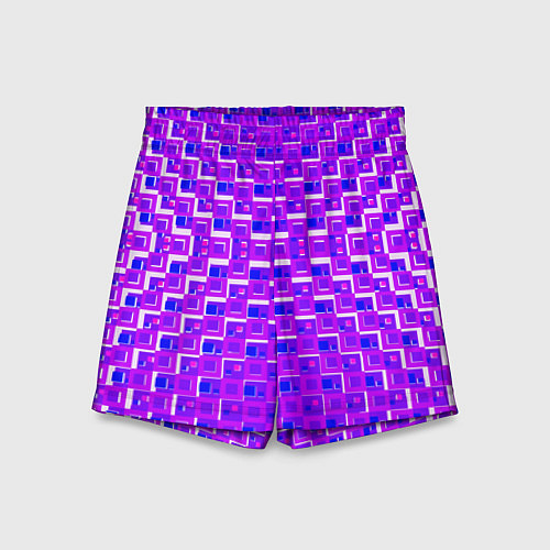 Детские шорты Фиолетовые квадраты на белом фоне / 3D-принт – фото 1