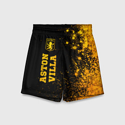 Шорты детские Aston Villa - gold gradient по-вертикали, цвет: 3D-принт