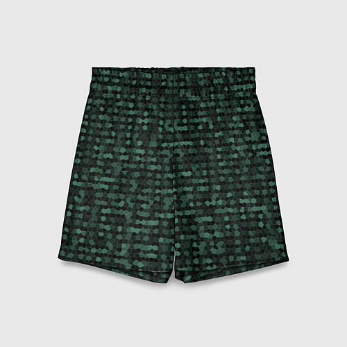 Детские шорты Мозаика тёмно-зелёный / 3D-принт – фото 1
