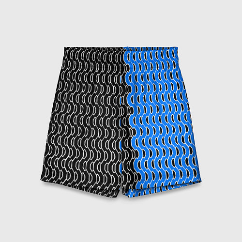 Детские шорты Чёрно-синий паттерн с белой обводкой / 3D-принт – фото 1
