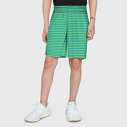Шорты детские Зелёный в синюю полоску, цвет: 3D-принт — фото 2