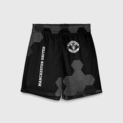 Шорты детские Manchester United sport на темном фоне вертикально, цвет: 3D-принт