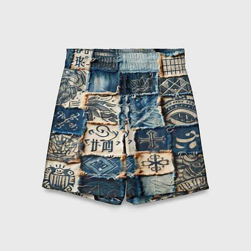 Детские шорты Татуировки на дениме / 3D-принт – фото 1