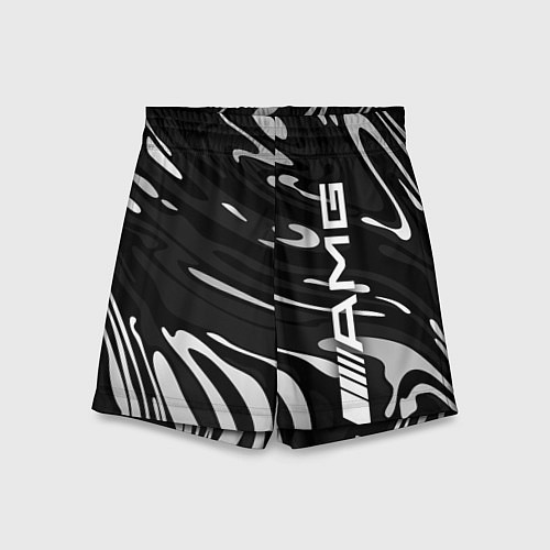 Детские шорты Мерседес АМГ - белые волны / 3D-принт – фото 1