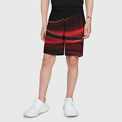 Шорты детские Темная красная абстракция на черном фоне, цвет: 3D-принт — фото 2