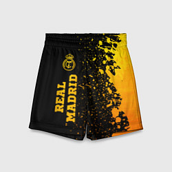 Шорты детские Real Madrid - gold gradient по-вертикали, цвет: 3D-принт
