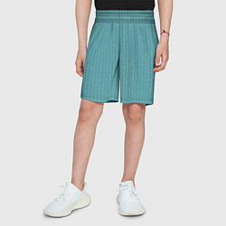 Шорты детские Бирюзовый текстурированный в полоску, цвет: 3D-принт — фото 2