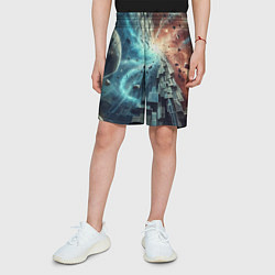 Шорты детские Рождение новой планеты - неоновое свечение, цвет: 3D-принт — фото 2