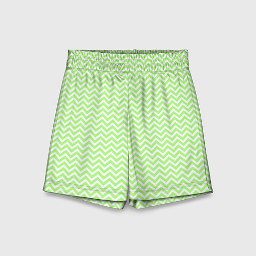 Детские шорты Светло-зелёный ломаные полосы / 3D-принт – фото 1