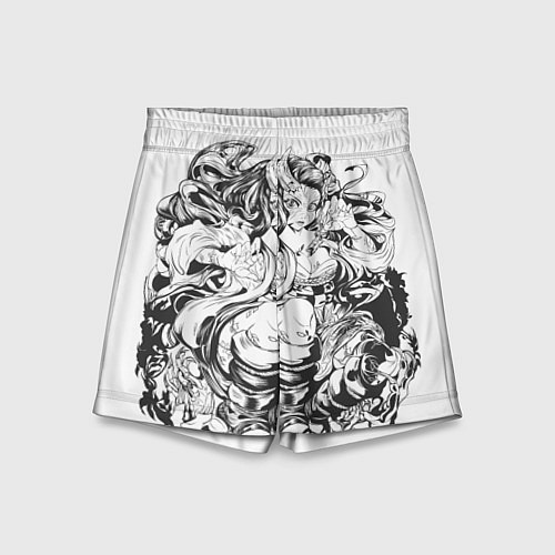 Детские шорты Клинок рассекающий демонов Незуко чб / 3D-принт – фото 1