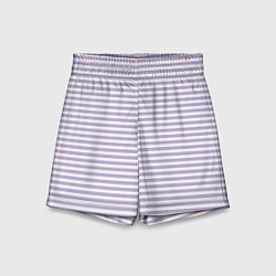 Шорты детские Холодный сиреневый в белую полоску, цвет: 3D-принт