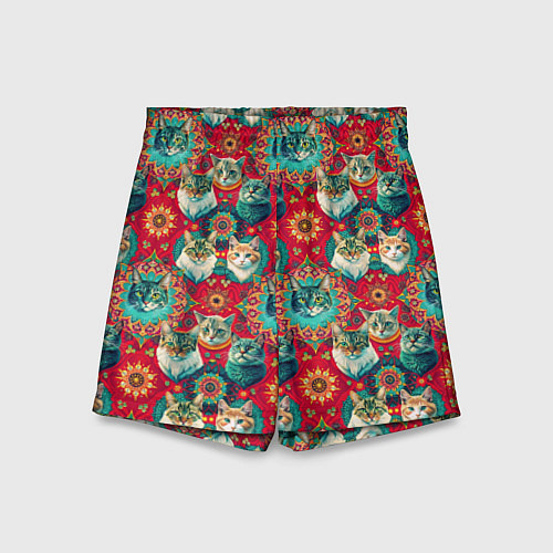 Детские шорты Мандала с кошачьим орнаментом / 3D-принт – фото 1