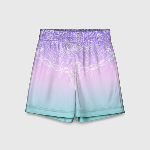 Детские шорты Розово-голубой градиент с узором мандала / 3D-принт – фото 1
