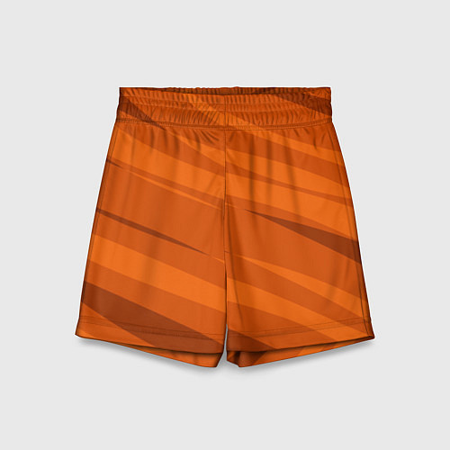 Детские шорты Тёмный оранжевый полосами / 3D-принт – фото 1