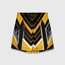 Детские шорты Жёлто-серые полосы на чёрном фоне