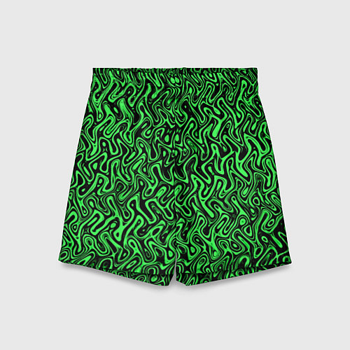 Детские шорты Чёрно-зелёный абстрактный узор / 3D-принт – фото 1