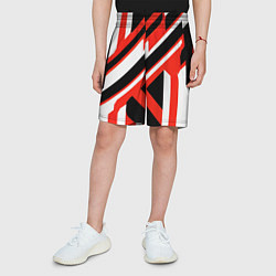 Шорты детские Чёрно-красные полосы на белом фоне, цвет: 3D-принт — фото 2