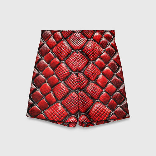 Детские шорты Змеиная объемная текстурная красная кожа / 3D-принт – фото 1