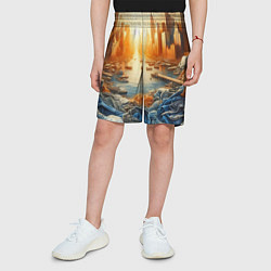 Шорты детские Нью-Йорк с джинсовыми берегами - нейросеть, цвет: 3D-принт — фото 2