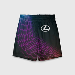 Шорты детские Lexus neon hexagon, цвет: 3D-принт