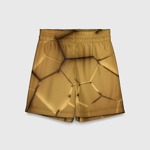 Детские шорты Золотые неоновые плиты в разломе / 3D-принт – фото 1