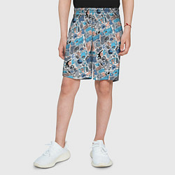 Шорты детские Дудл животные и монстры, цвет: 3D-принт — фото 2