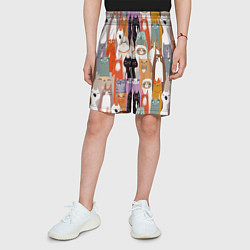 Шорты детские Мультяшные коты мемы, цвет: 3D-принт — фото 2