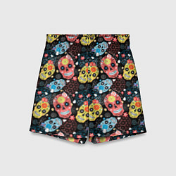Шорты детские Узорчатые черепа, цвет: 3D-принт
