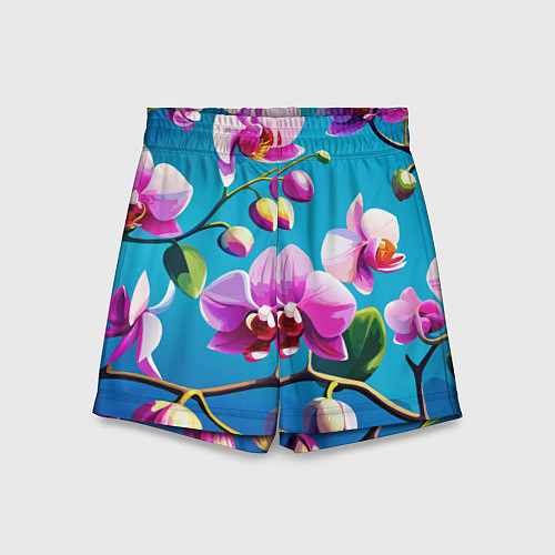 Детские шорты Орхидея цветы паттерн / 3D-принт – фото 1