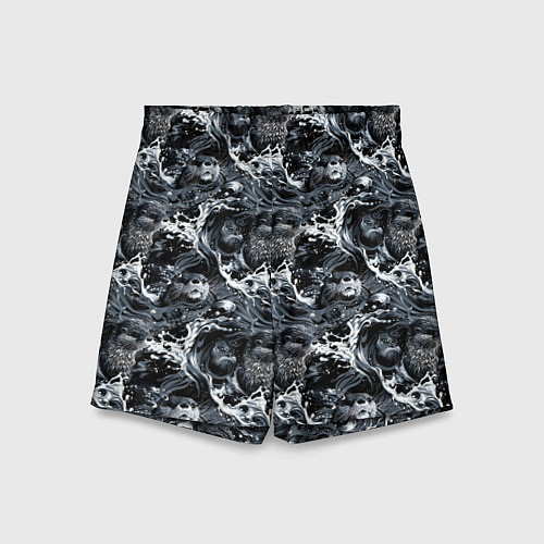 Детские шорты Выдры купаются в речке - паттерн / 3D-принт – фото 1