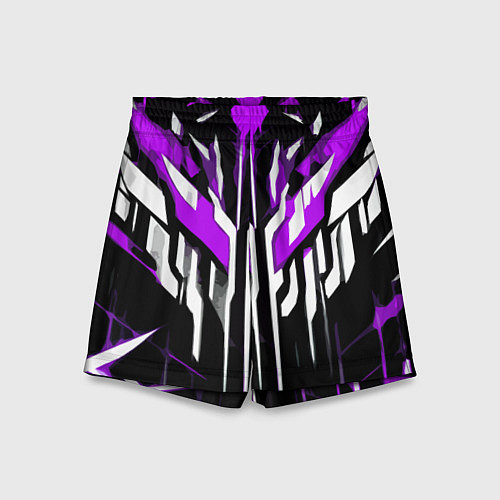 Детские шорты Purple and white abstraction on a black background / 3D-принт – фото 1