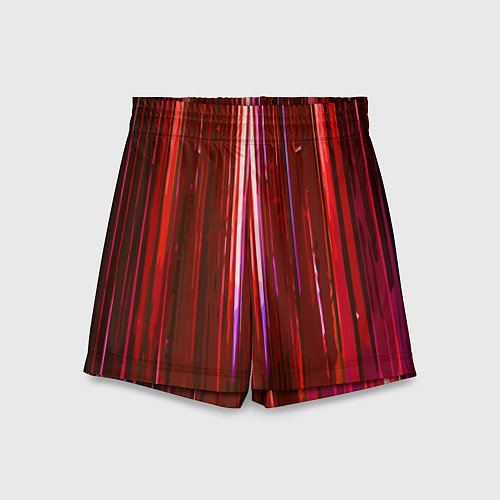 Детские шорты Вертикальные красные линии на чёрном фоне / 3D-принт – фото 1