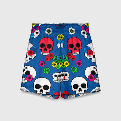Детские шорты Паттерн из цветных черепков муэрто - нейроарт / 3D-принт – фото 1