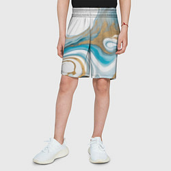 Шорты детские Бело-голубой с золотом абстрактный узор, цвет: 3D-принт — фото 2
