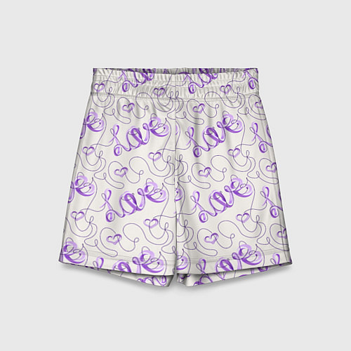 Детские шорты Паттерн с надписями Love и сердцами / 3D-принт – фото 1