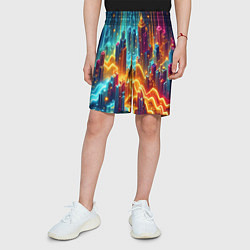 Шорты детские Neon metropolis - vaporwave, цвет: 3D-принт — фото 2