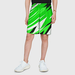 Шорты детские Geometry stripes green, цвет: 3D-принт — фото 2