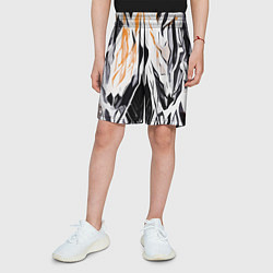 Шорты детские Чёрно-жёлтая абстракция на белом фоне, цвет: 3D-принт — фото 2