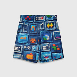 Детские шорты Пиксельные символы на пэчворк