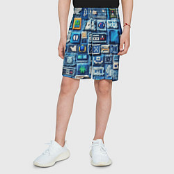 Шорты детские Пэчворк с геймерскими знаками, цвет: 3D-принт — фото 2