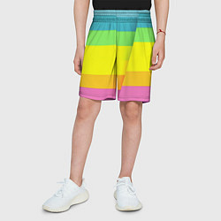 Шорты детские Разноцветные полосы, цвет: 3D-принт — фото 2