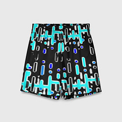 Детские шорты Синие линии и точки на чёрном фоне