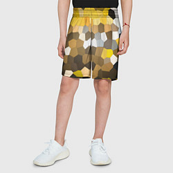 Шорты детские Желто белая мозаика, цвет: 3D-принт — фото 2