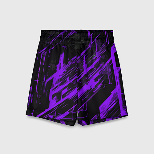 Детские шорты Purple stripes on a black background / 3D-принт – фото 1