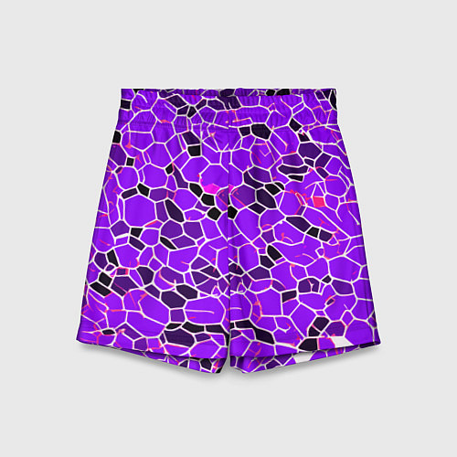Детские шорты Абстрактные плитки фиолетовые и чёрные / 3D-принт – фото 1