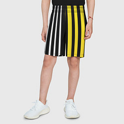 Шорты детские Вертикальные полосы триколор жёлтый, цвет: 3D-принт — фото 2
