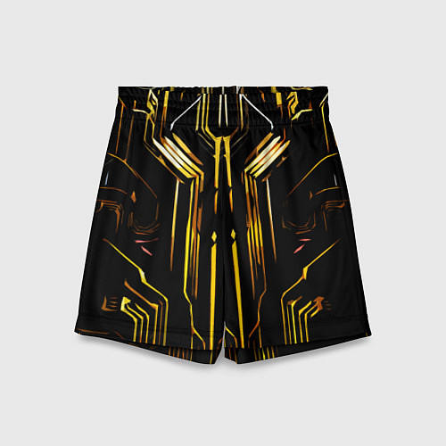 Детские шорты Золотые полосы на чёрном фоне / 3D-принт – фото 1