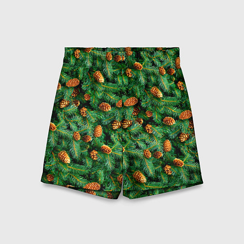 Детские шорты Ёлка зелёная с шишками / 3D-принт – фото 1