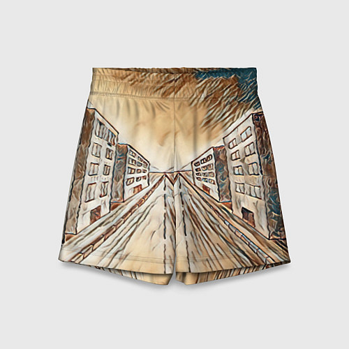 Детские шорты Перспектива мегаполиса / 3D-принт – фото 1
