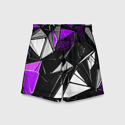 Детские шорты Фиолетово-белые рельефные треугольники на чёрном ф